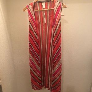 Chico’s Striped Patterned Sleeveless Cardigan
